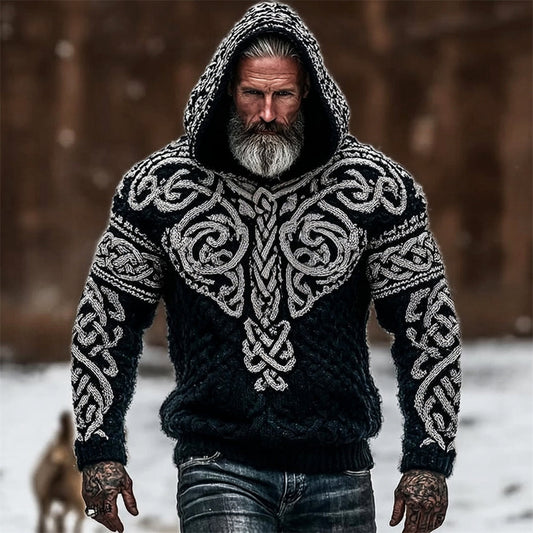 Viking Mythology Totem Art Men's Hooded Sweater artswardrobe
