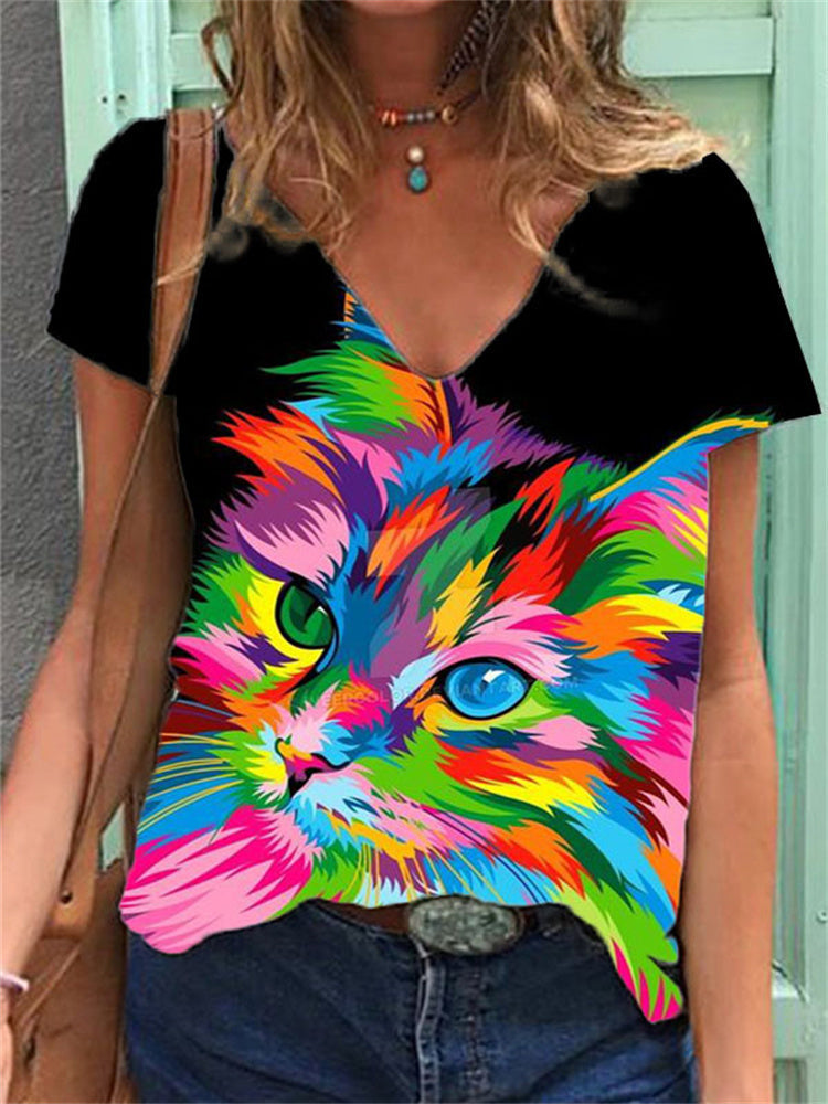 Cute Cat Colorful Art Kitty T Shirt elevenforest