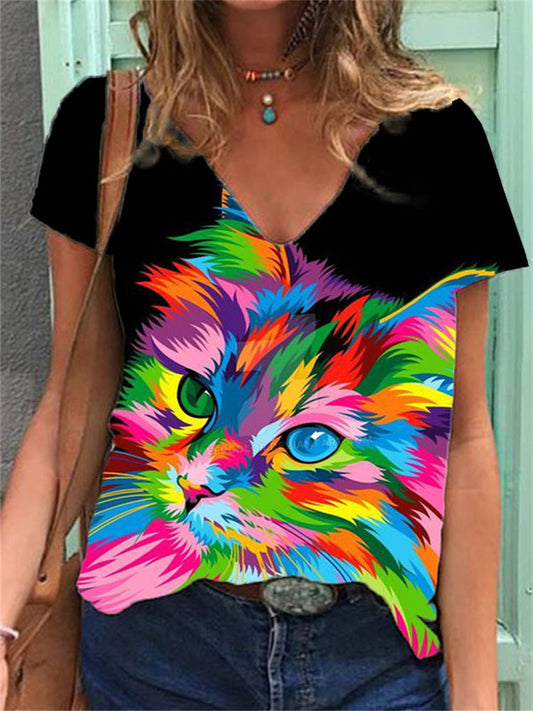 Cute Cat Colorful Art Kitty T Shirt elevenforest