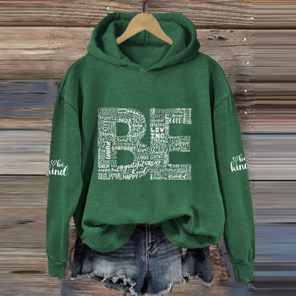 Comstylish Women's Be Kind Printed Casual Hoodie