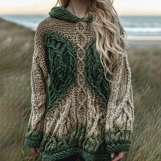 Women's Irish Celtic Knotted Contrast Hooded Sweater artswardrobe