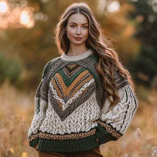 Women's Celtic Knot Jacquard Crew Neck Sweater artswardrobe