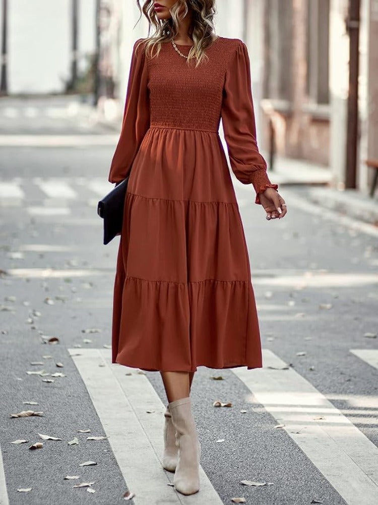 LM | Long-sleeved midi dress with tuxedos
