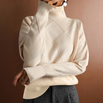 Loose Turtleneck Warm Sweater Solid Color Knitted Sweater elevenforest