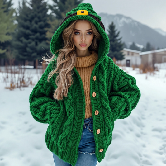 Women's St. Patrick's Day Outfit Warm Button-down Sweater artswardrobe