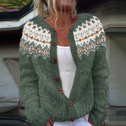Fairman Island Snowflake Contrast Sweater Cardigan elevenforest