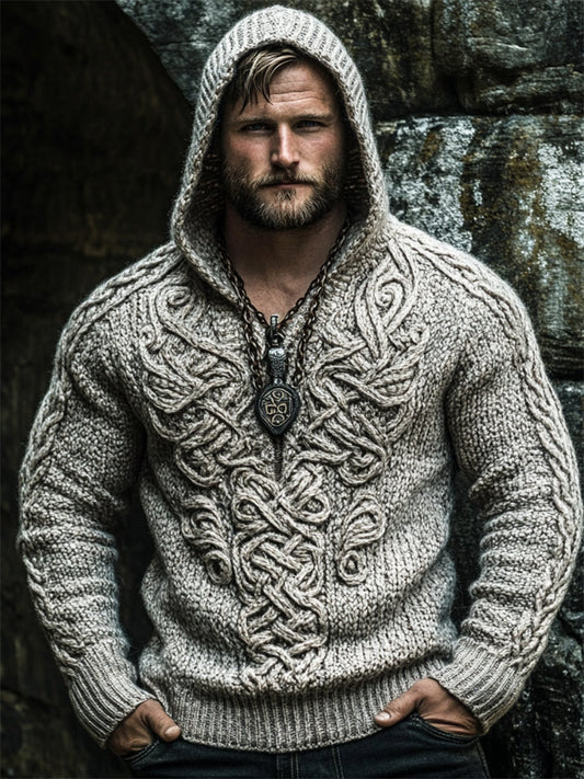 Men's Medieval Viking Celtic Chunky Hooded Sweater artswardrobe