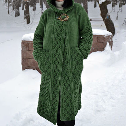 Women's Crochet Patchwork Solid Color Hooded Pocket Sweater Cardigan artswardrobe