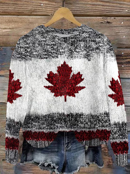Women's Canadian Maple Leaf Cozy Knit Sweater artswardrobe