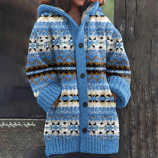 Vintage Icelandic Geometric Pattern Knitted Warm Sweater Cardigan elevenforest