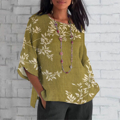 Comstylish Floral Print Crew Neck Casual T-Shirt