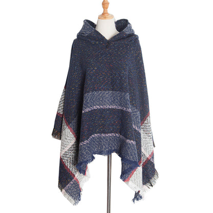 Vintage Herringbone Hooded Pullover Shawl elevenforest