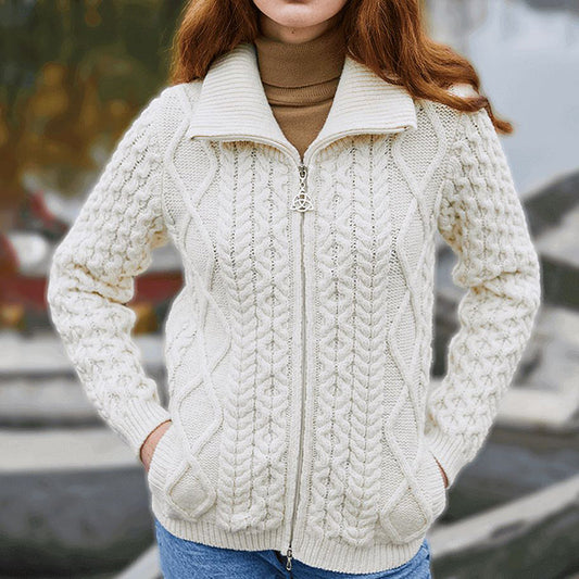 Vintage Lapel Chunky Zipper Irish Sweater artswardrobe