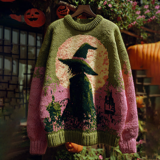 Halloween Witch Art Cozy Knit Sweater artswardrobe