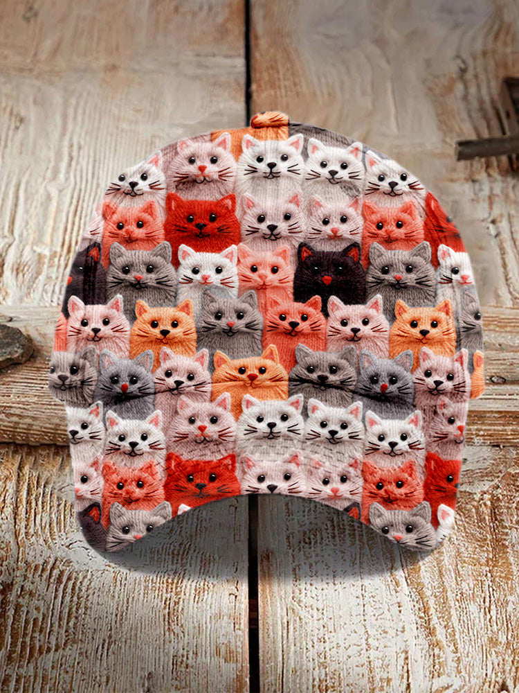 Colorful Cute Cats Embroidered Vintage Cap elevenforest