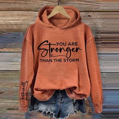 Comstylish You Are Stronger Than The Storm Printed Hoodie