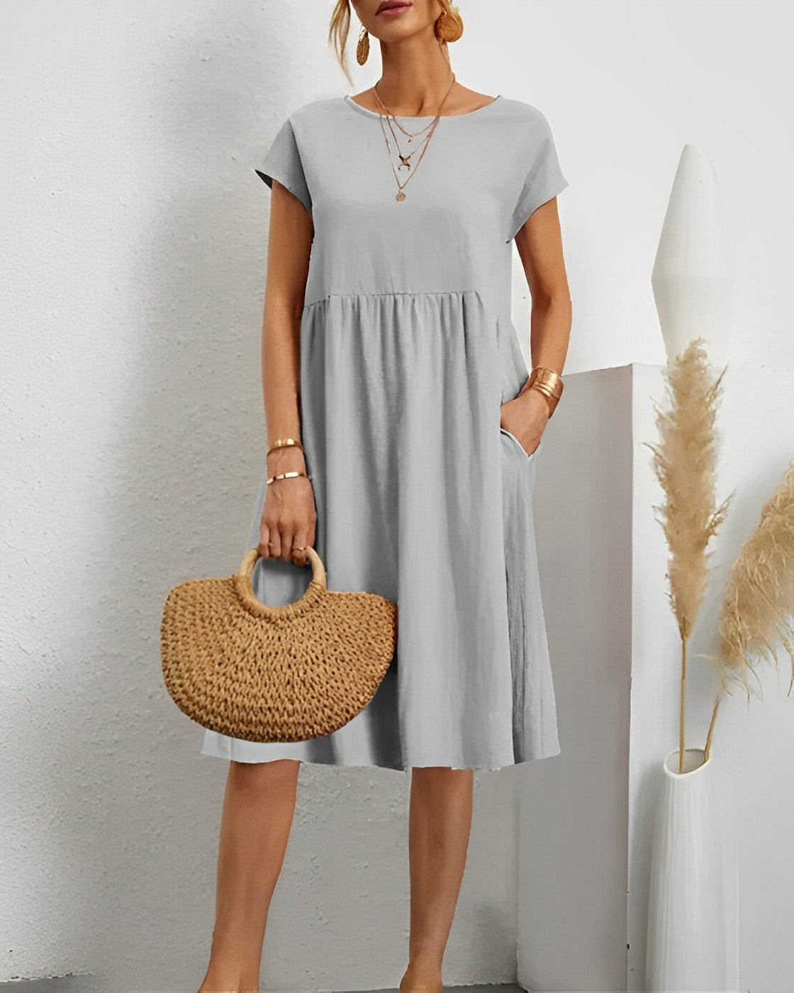LM | Midi dress with side pocket