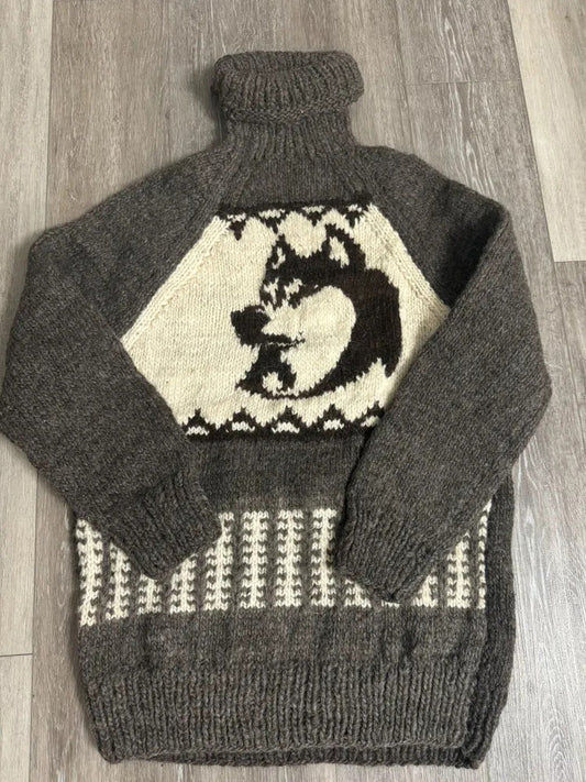 Husky Dog Knit Men's Turtleneck Sweater artswardrobe