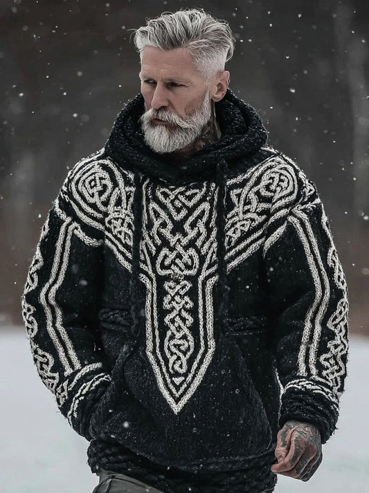 Men's Viking Inspired Vintage Chunky Hooded Sweater artswardrobe