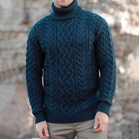 Men's Vintage Jacquard Knit Wool Turtleneck Sweater artswardrobe