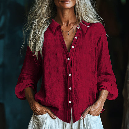 Comstylish Vintage Elegant Art Linen Ruffle Shirt