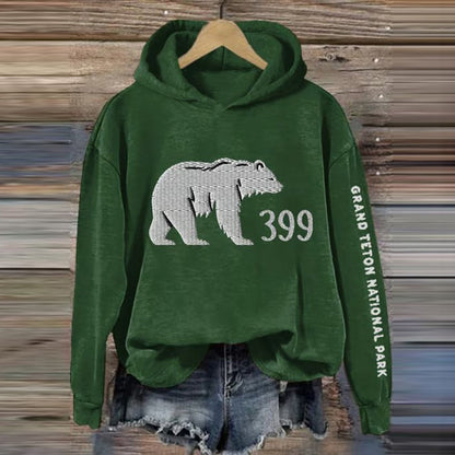 Comstylish Women Rip Grizzly 399 The Queen Of The Tetons Print Hoodie