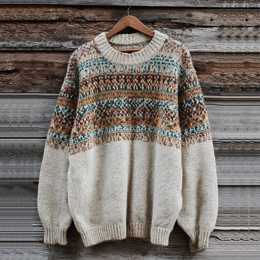 Men's Fairman Island Classic Pattern Knit Crew Neck Sweater artswardrobe