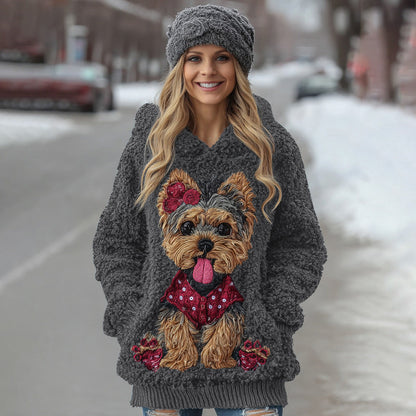 Comstylish Cute Fuzzy Yoshka Puppy Soft Hooded Sweater