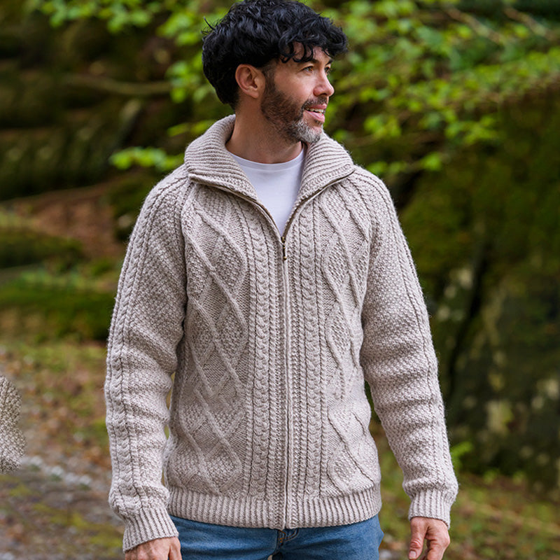 Men's Vintage Hand Knit Zipper Cardigan artswardrobe