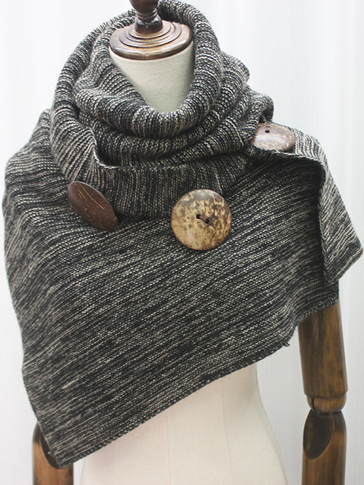 Vintage Mixed Color Button Up Cozy Scarf artswardrobe
