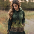Women's Gradient Celtic Knot Cozy Hooded Sweater artswardrobe