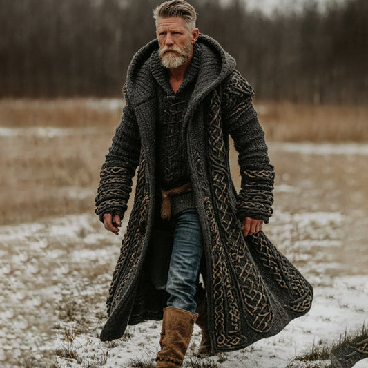 Men's Viking Celtic Knot Cozy Jacquard Cardigan Sweater artswardrobe