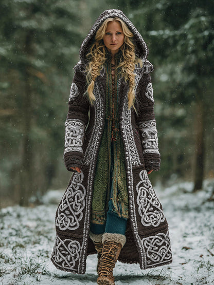 Women's Celtic Knot Irish Art Hooded Knit Cardigan artswardrobe