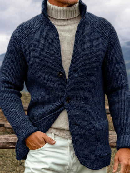 Men's Vintage Solid Color Cozy Sweater Cardigan elevenforest