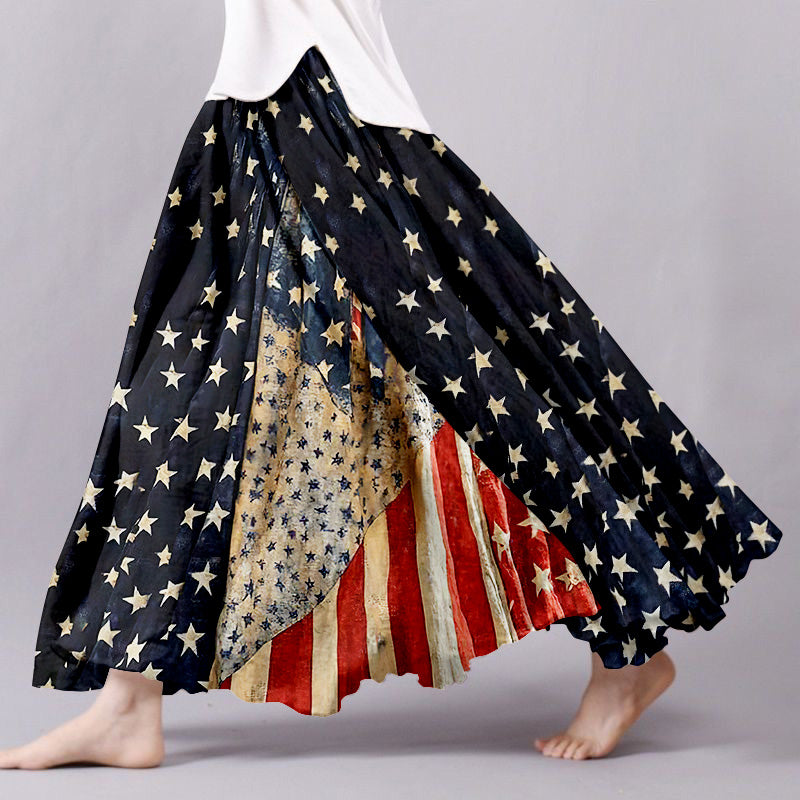 Women's Vintage Independence Day Flag Patchwork Skirt artswardrobe