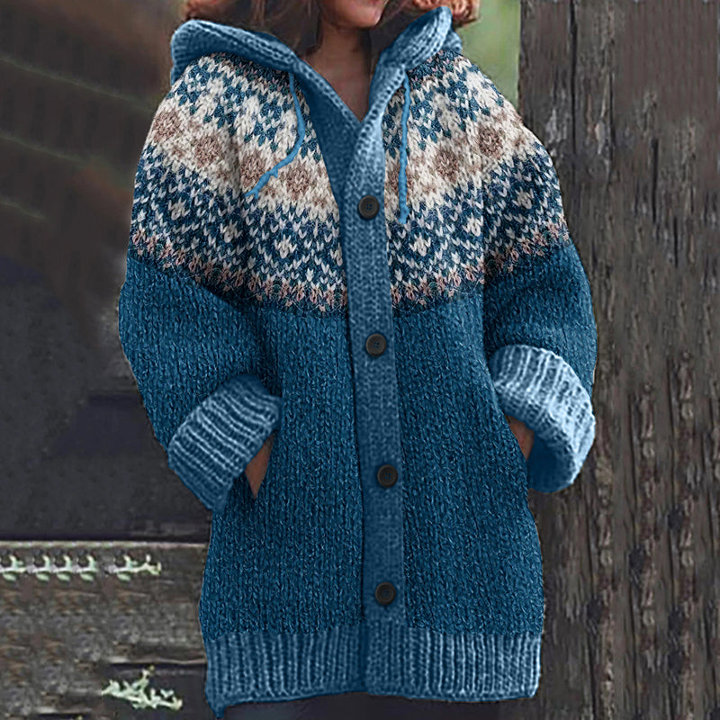 Vintage Tribal Icelandic Knitted Pattern Cozy Cardigan Sweater elevenforest