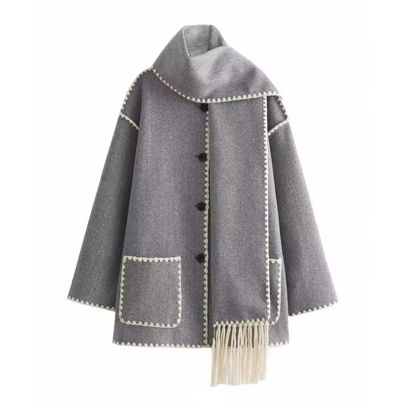 LM | loose jacket with scarf tassels