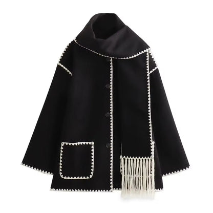 LM | loose jacket with scarf tassels