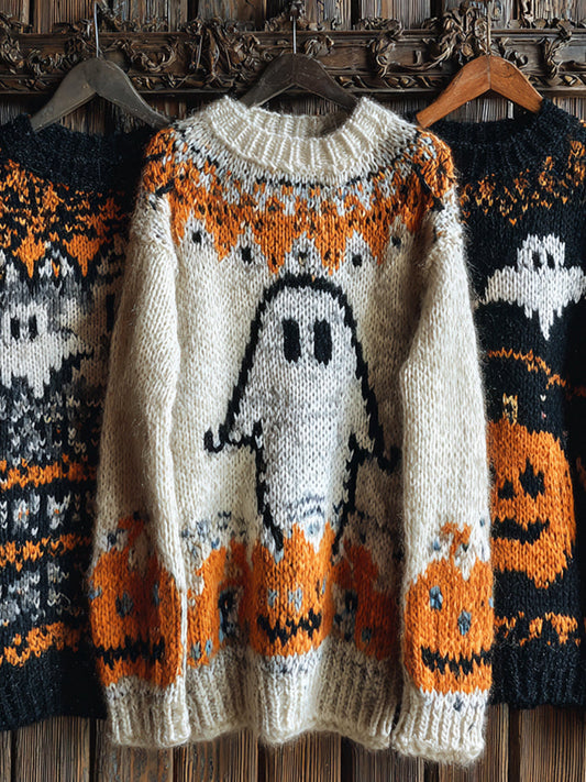 Halloween Pumpkin Lights & Spooky Men's Icelandic Sweater artswardrobe