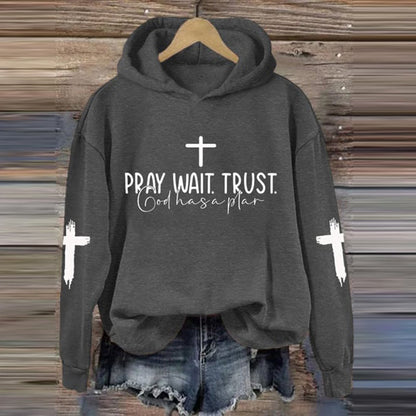Comstylish Women's Pray Wait Trust God Has A Plan Hoodie