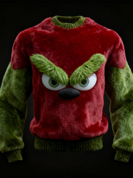 Comstylish Men's Christmas Inspired Monster Eyes Cozy Plush Sweatshirt