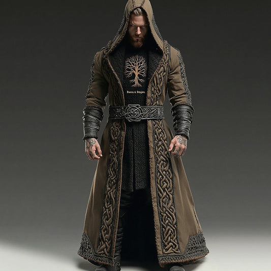 Men's Viking Themed Celtic Knot Tree Of Life Embroidered Cloak