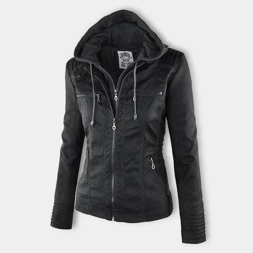 LM | Ladies leather jacket with hood