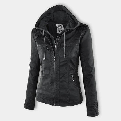 LM | Ladies leather jacket with hood