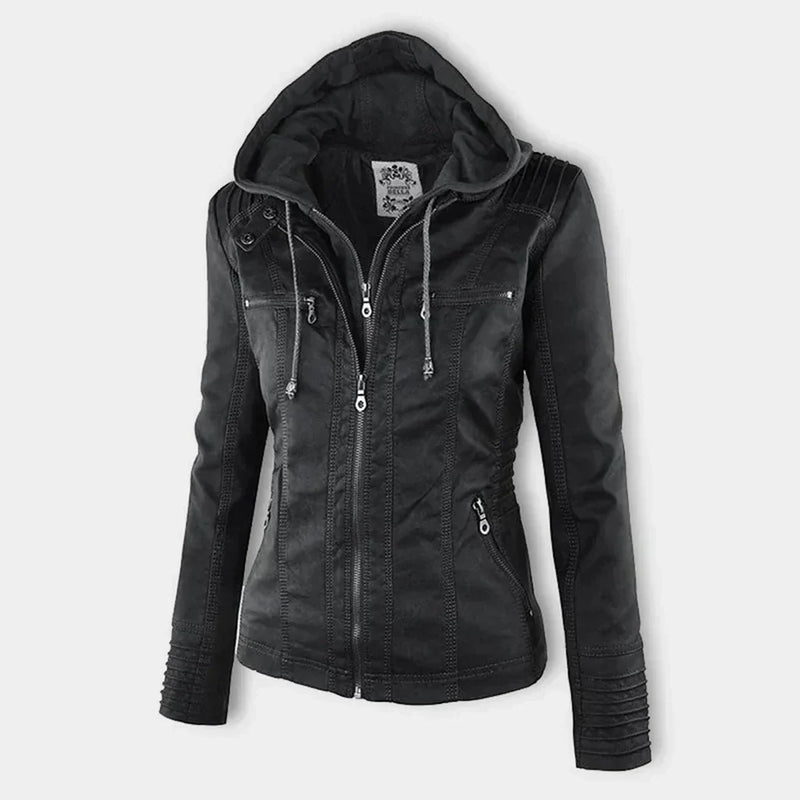 LM | Ladies leather jacket with hood