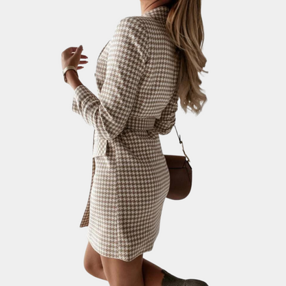 LM | Stylish blazer dress with belt for women