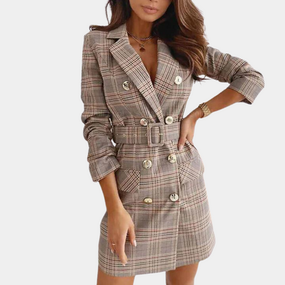 LM | Stylish blazer dress with belt for women