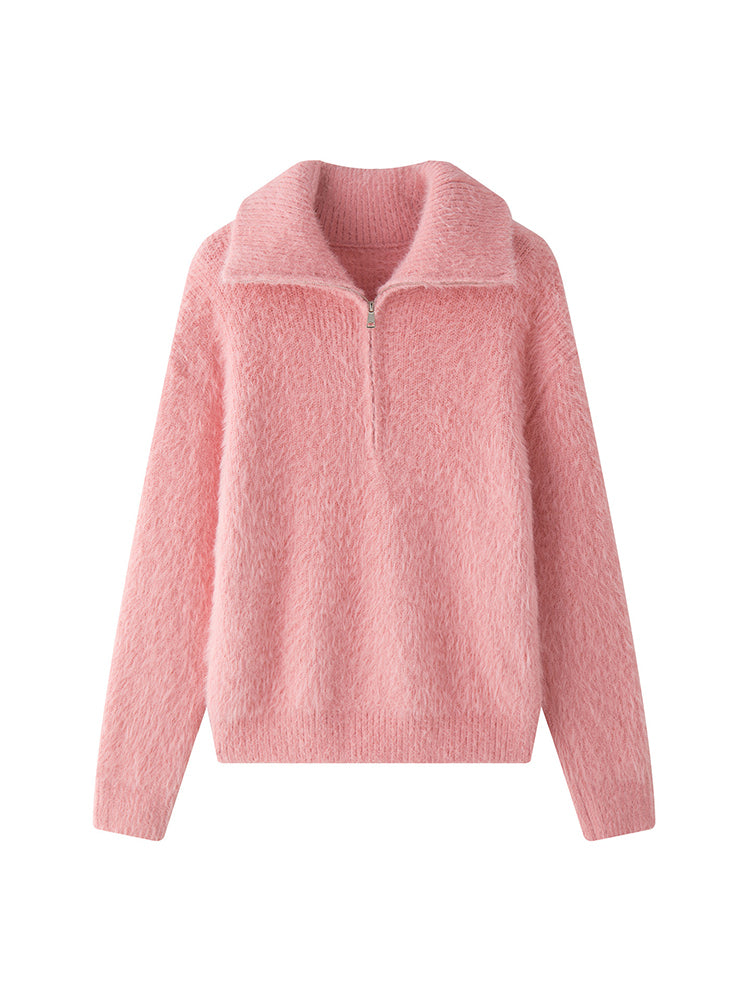 LM | Fluffy sweater with zipper
