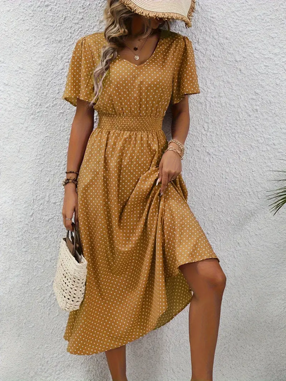 LM | Printed casual dress with short sleeves
