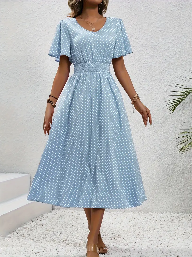 LM | Printed casual dress with short sleeves